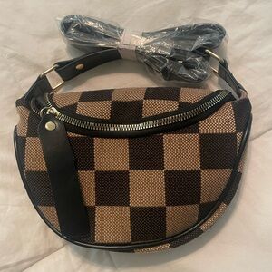 Checkered Black and Brown Women's Bag